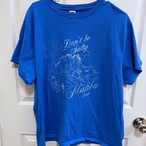 PINK Victoria’s Secret Blue Campus Cotton T-Shirt, Size XL